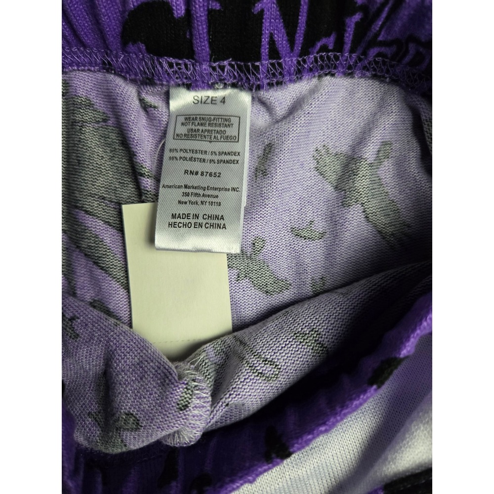 Wednesday Addams Nevermore Academy Pajama Set Kids Size 4 Purple Raven NWT - Picture 5 of 5